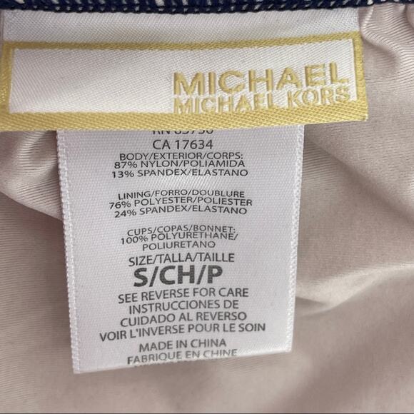 MICHAEL Michael Kors Women's Striped Chain Zip Front Bandeau Bikini Top Size S - Picture 8 of 8